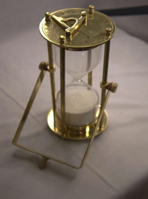 Vintage Brass Hourglass Timer with White Sand