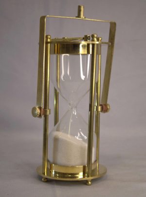 Vintage Brass Hourglass Timer with White Sand