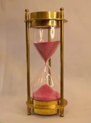 Brass Hourglass Timer — Pink Sand Decorative Sandglass