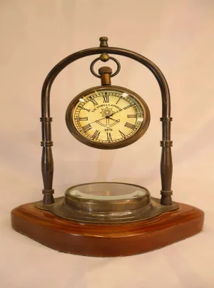 Vintage Victoria London Hanging Clock with Compass Base (1876 Design)