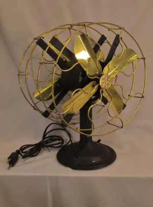 Antique Brass Desk Fan — Vintage Brass Tabletop Fan