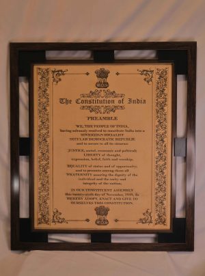 Wood-engraved Constitution of India