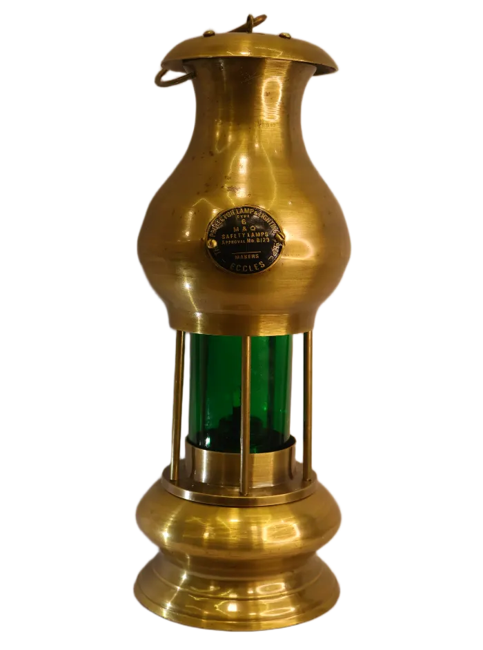 Antique Brass Miner’s Safety Lamp – Type 6 M & Q, Eccles (1)