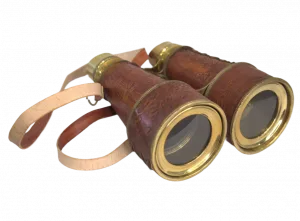 Antique Brass Opera Binoculars with Hand-Tooled Leather Case — R & J Beck London