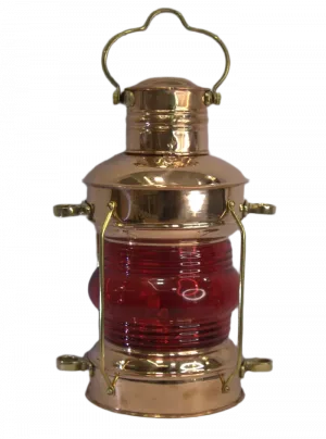 Antique Copper and Brass Ships Lantern Red Lens Leeds Burton Southampton