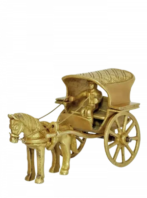 Brass Horse Cart Sculpture — Handcrafted Vintage Tabletop Décor