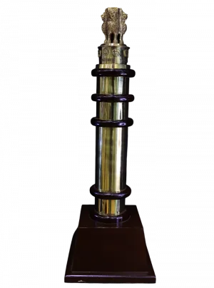 Brass Ashok Stambh Pillar with Black Rings