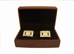 Rectangular Diamond Studded Cufflinks