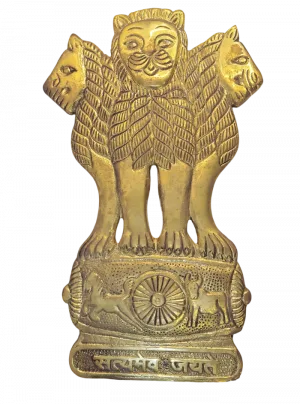 Brass Ashok Stambh Emblem - Polished Golden Plaque