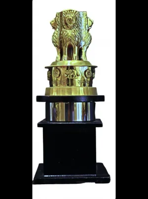 Brass Ashok Stambh Wooden Base