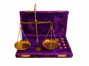 Antique Brass Balance Scale - Velvet Case & Weights