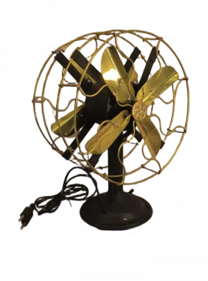 Antique Brass Desk Fan — Vintage Brass Tabletop Fan