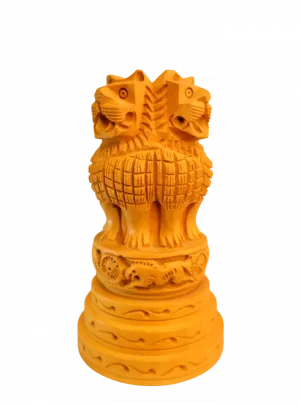 Ashok Stambh Handcrafted Wooden Desk Statue, National Emblem